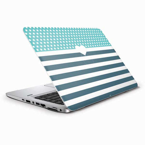 Polka Dots and Stripes Heart in Blue HP Elitebook Skin